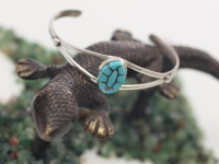 Inlaid Navajo Turquoise & Sterling Silver Bangle
